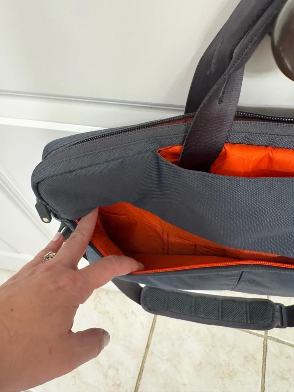 Incase Gray Laptop Brief with Orange Trim